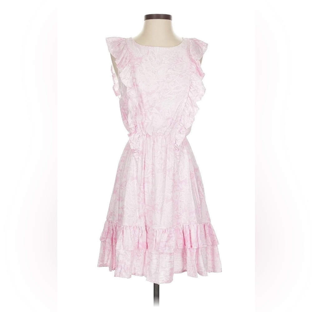 Aqua Light Pink Ruffle Mini Dress